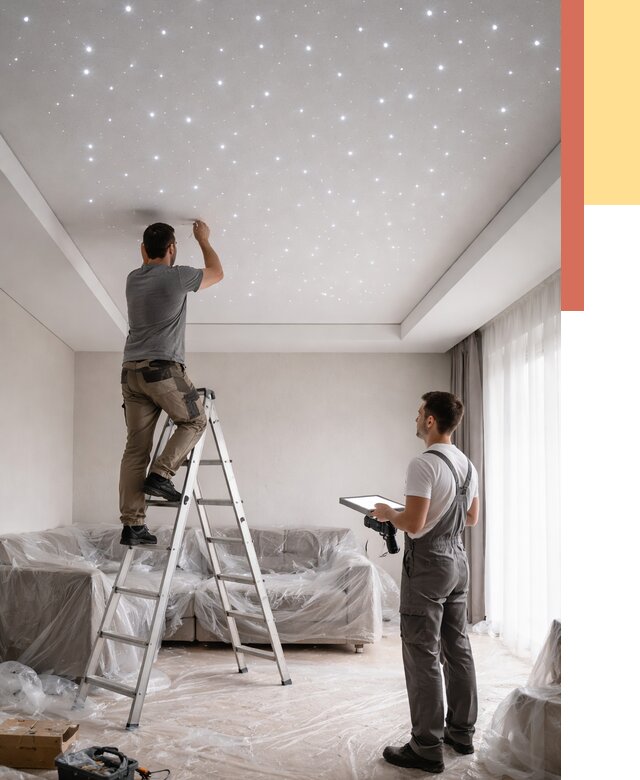 Монтаж натяжного потолка «звездное небо» в Симферополе от 6752 руб. | ОТДЕЛОЧНИК-Сим