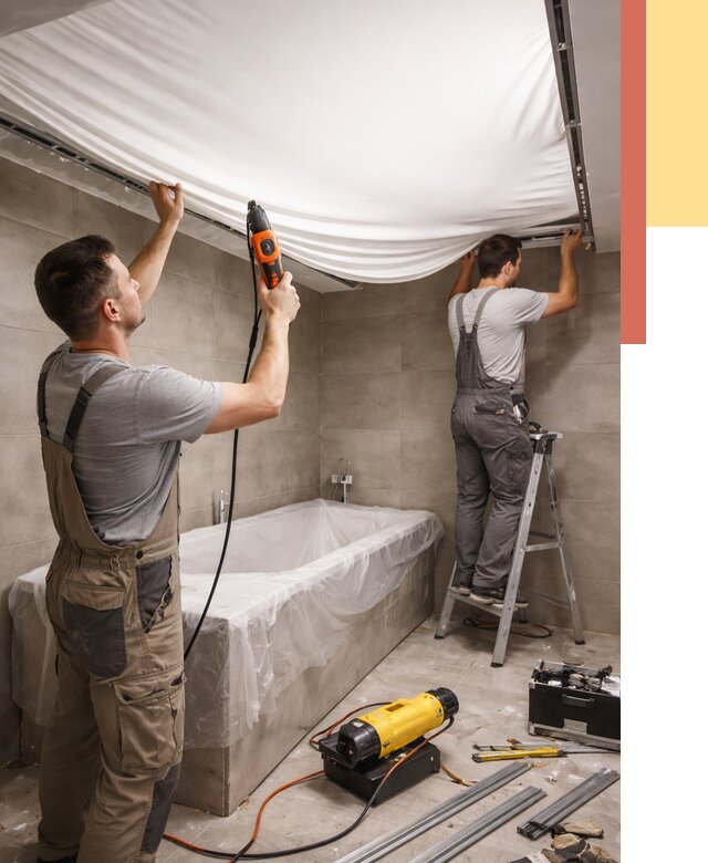 Монтаж натяжного потолка в ванной в Симферополе от 1246 руб. под ключ | ОТДЕЛОЧНИК-Сим