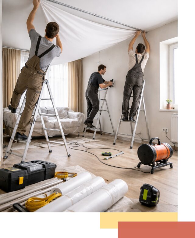 Монтаж натяжного потолка в гостиной в Симферополе