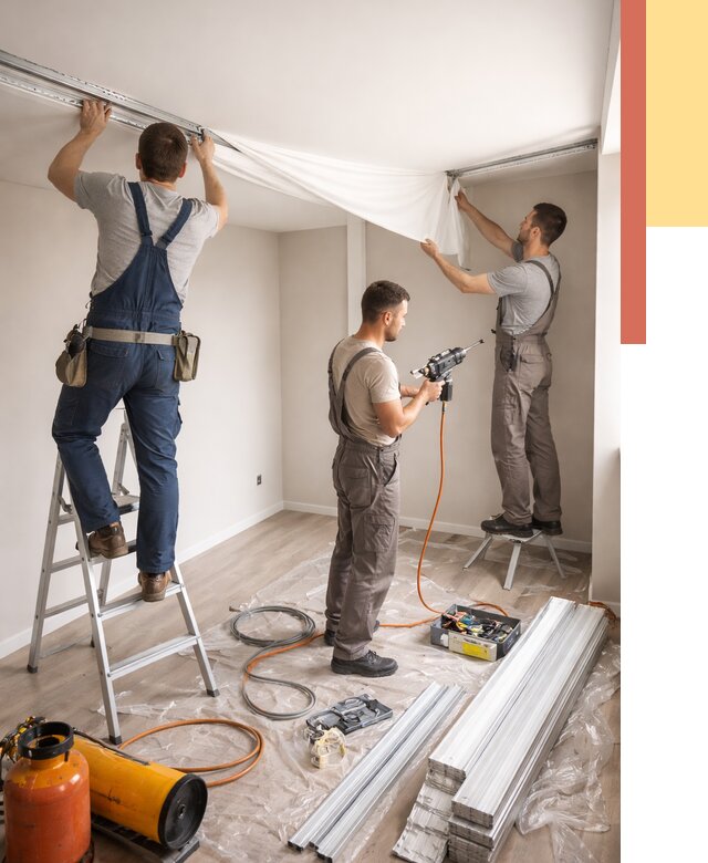 Монтаж натяжного потолка в студии в Симферополе от 5713 руб. — быстро и недорого | ОТДЕЛОЧНИК-Сим