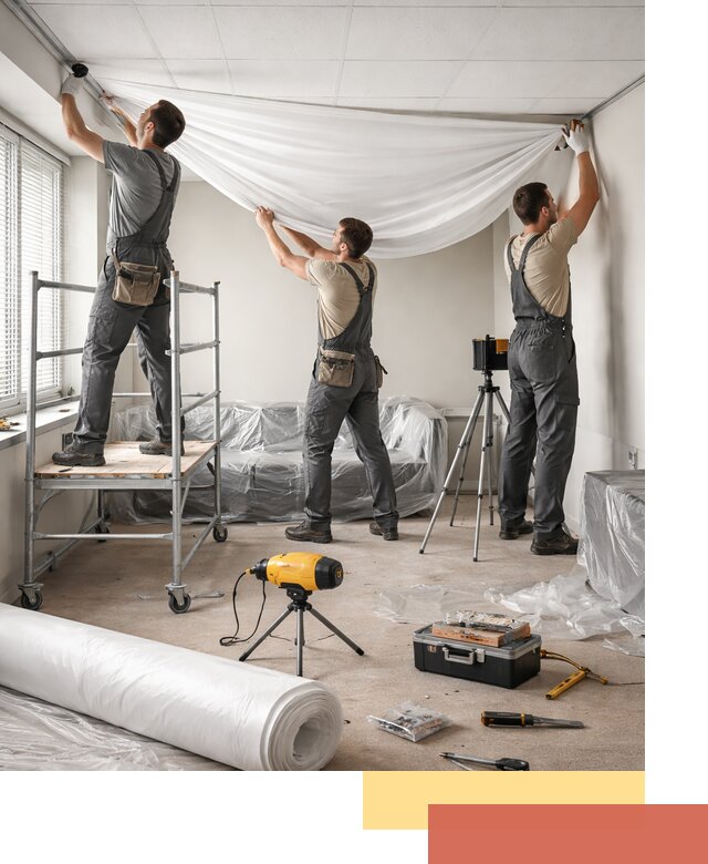 Монтаж натяжного потолка в офисе в Симферополе