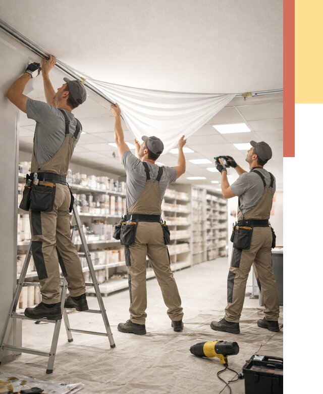 Монтаж натяжного потолка в магазине в Симферополе от 4674 руб. быстро и недорого | ОТДЕЛОЧНИК-Сим