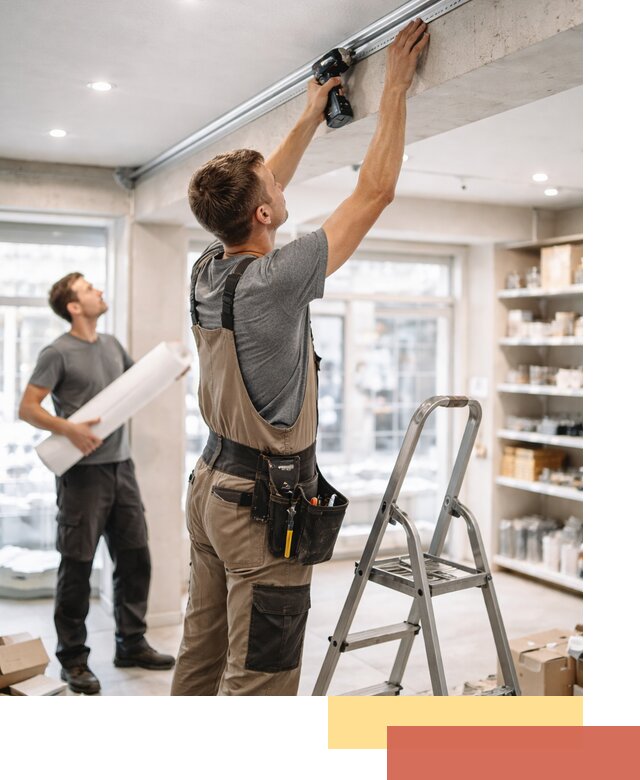 Монтаж натяжных потолков в магазине в Симферополе