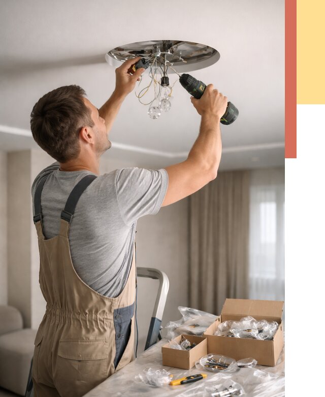 Установка люстры в натяжной потолок в Симферополе от 1246 руб. | Быстро и недорого — ОТДЕЛОЧНИК-Сим