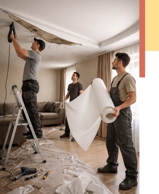 Замена полотна натяжного потолка в Симферополе от 9868 руб. быстро и недорого | ОТДЕЛОЧНИК-Сим