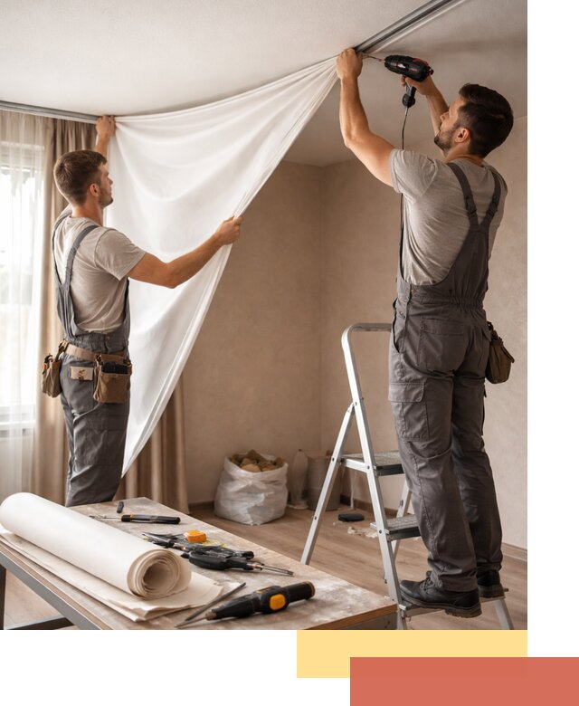 Замена полотна натяжного потолка в Симферополе быстро и качественно