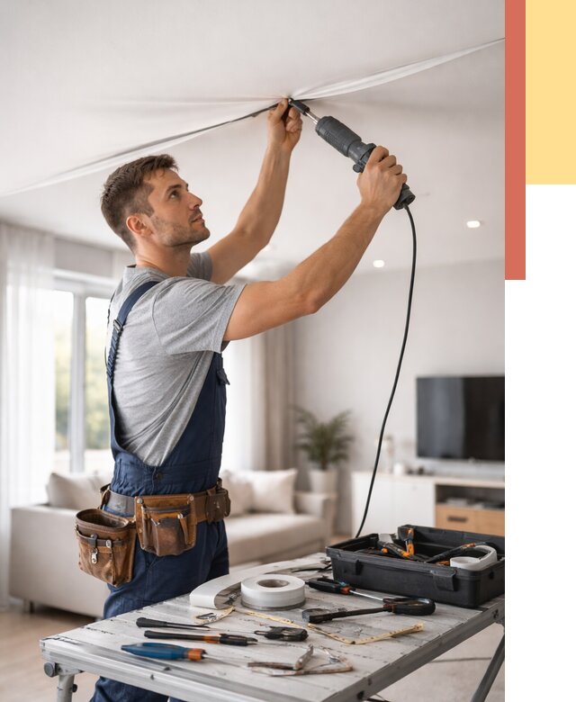 Ремонт натяжных потолков в Симферополе от 9868 руб. под ключ — ОТДЕЛОЧНИК-Сим