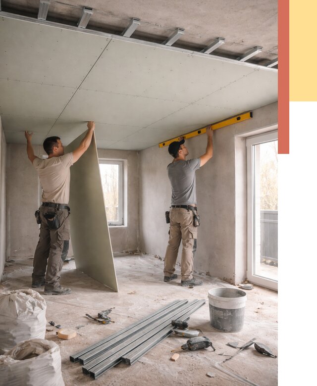 Одноуровневый потолок из гипсокартона в Симферополе от 779 руб. — монтаж под ключ | ОТДЕЛОЧНИК-Сим