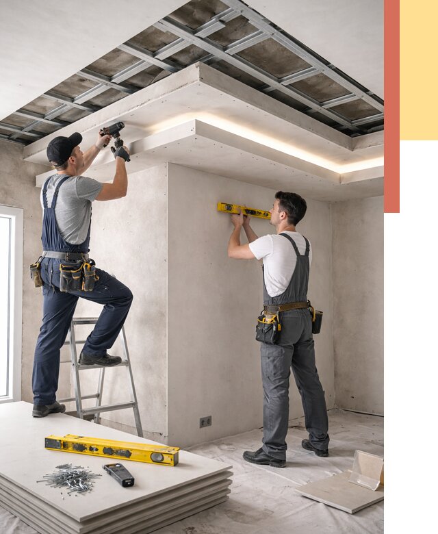 Двухуровневый потолок из гипсокартона в Симферополе от 1506 руб. под ключ | ОТДЕЛОЧНИК-Сим