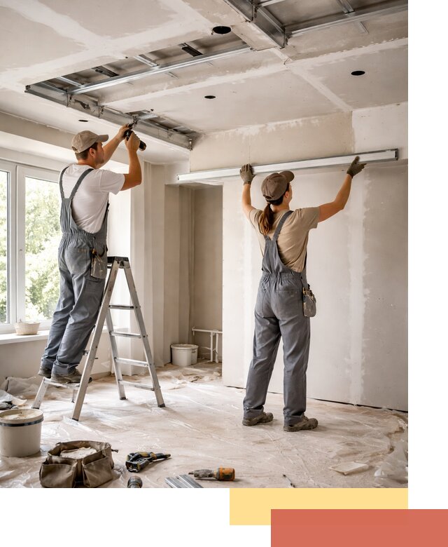 Монтаж многоуровневого потолка из гипсокартона в Симферополе