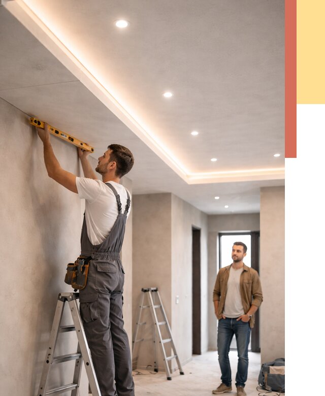 Потолок из гипсокартона с подсветкой в Симферополе от 779 руб./м2 под ключ | ОТДЕЛОЧНИК-Сим