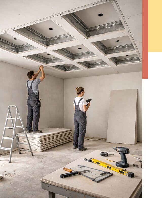 Кессонный потолок из гипсокартона в Симферополе от 1922 руб. — монтаж и под ключ | ОТДЕЛОЧНИК-Сим