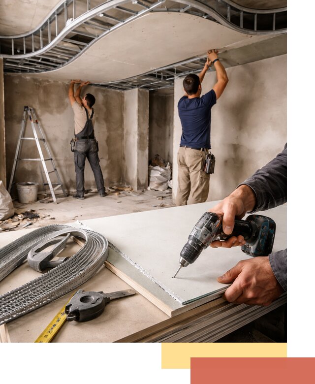 Криволинейный потолок из гипсокартона в Симферополе — монтаж и отделка