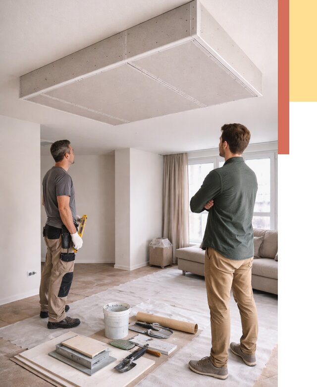 Короб на потолке из гипсокартона в Симферополе от 2285 руб. — монтаж и услуги под ключ | ОТДЕЛОЧНИК-Сим