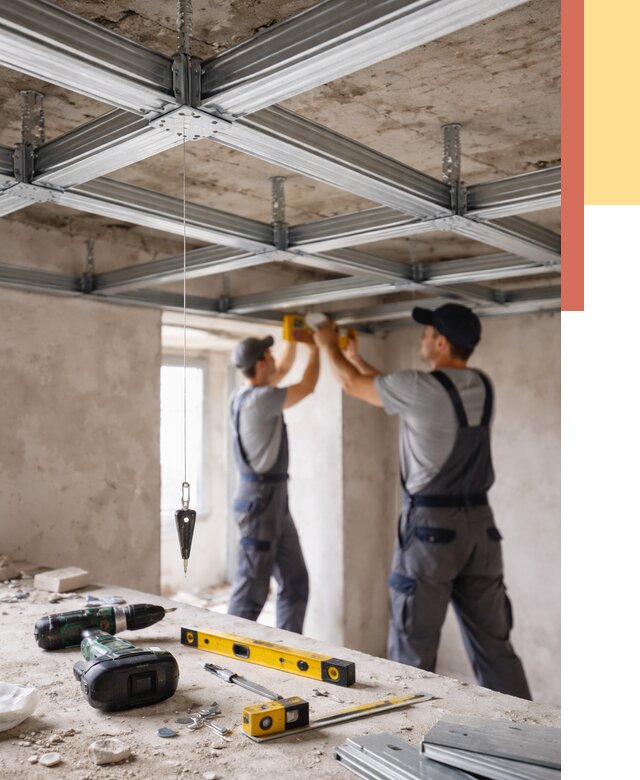 Монтаж каркаса потолка из профиля в Симферополе от 4674 руб. — услуги ОТДЕЛОЧНИК-Сим