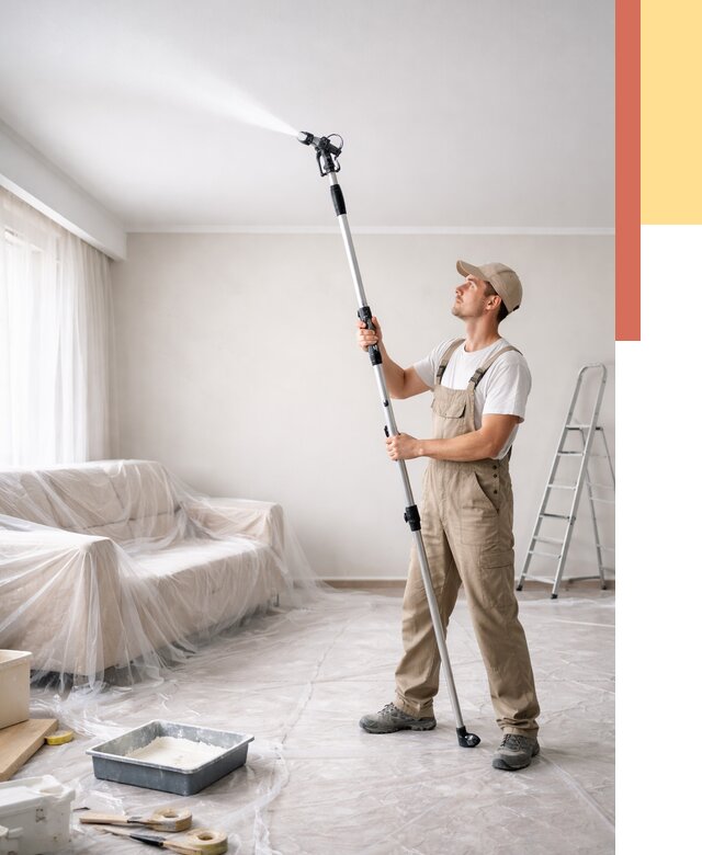 Покраска потолка краскопультом в Симферополе от 4674 руб. быстро и недорого | ОТДЕЛОЧНИК-Сим