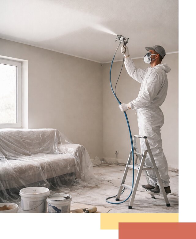 Покраска потолка краскопультом в Симферополе быстро и качественно